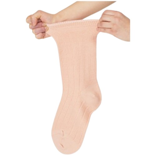 【サマーセール10%OFF】婦人 ゴムなし超ゆったりくつ下（毛混） 3足セット ベージュ