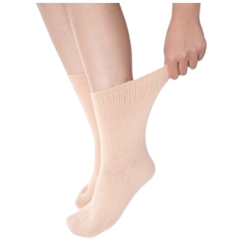 【サマーセール10%OFF】婦人 ゴムなし超ゆったりくつ下（毛混） 3足セット ベージュ