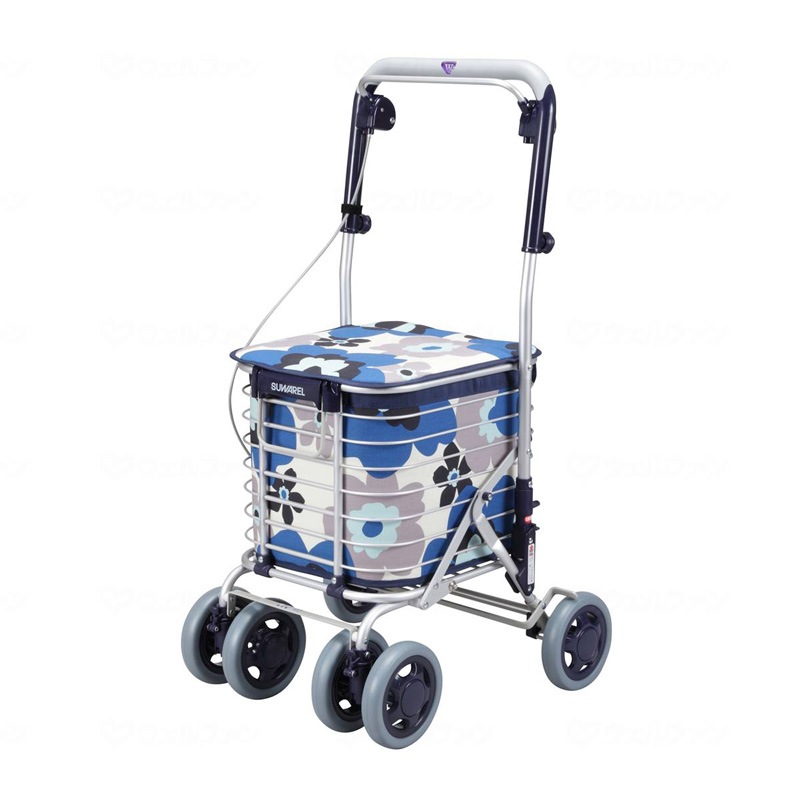 【母の日クーポン対象】ワイヤーカート スワレル 花柄ネイビーブルー