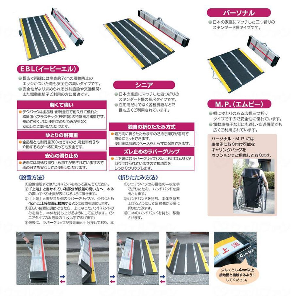 車椅子用段差解消スロープデクパック（シニアタイプ幅74cm