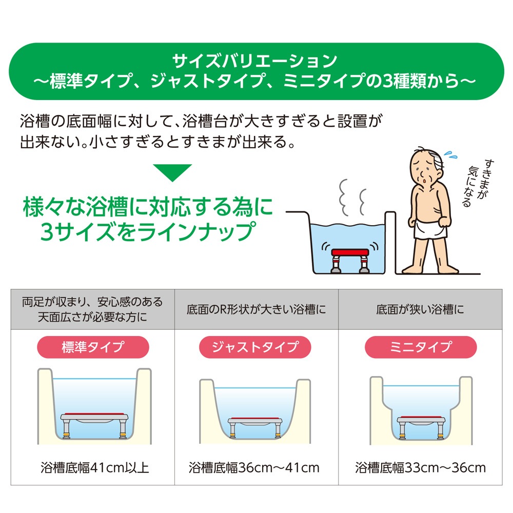 超売れ筋】高さ調節付浴槽台R “かるぴったん” 標準タイプ レッド