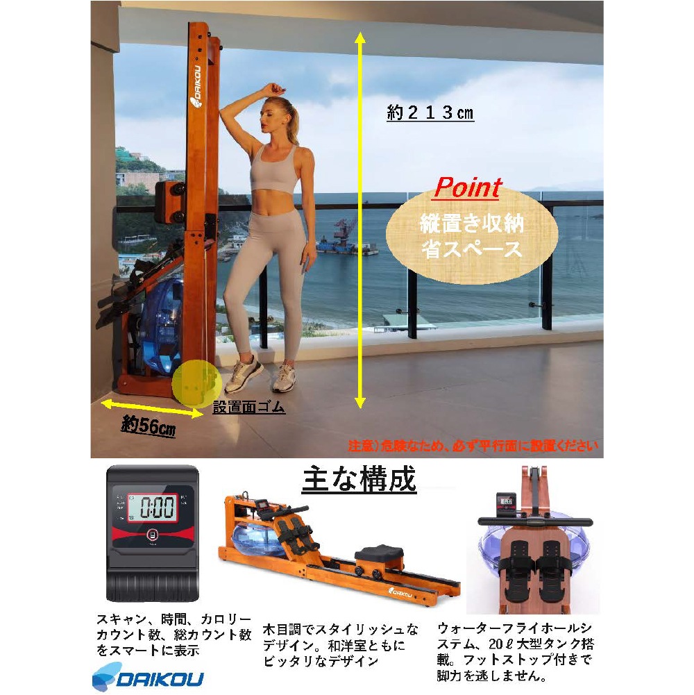 DK-6203 家庭用ローイングマシン（水圧式ローイングマシン） 家庭用水圧式ローイングマシン ダイコウ DK-6203 ルームランナー