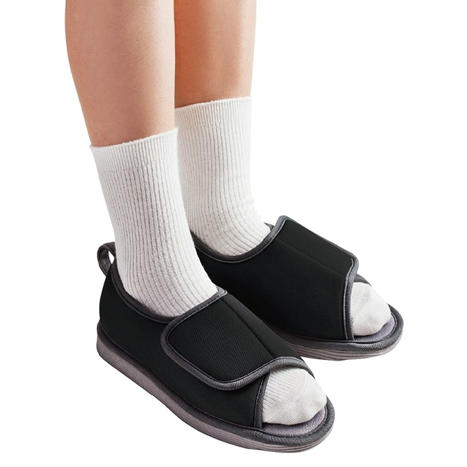 転倒予防シューズ 室内専用 つま先なし グレー