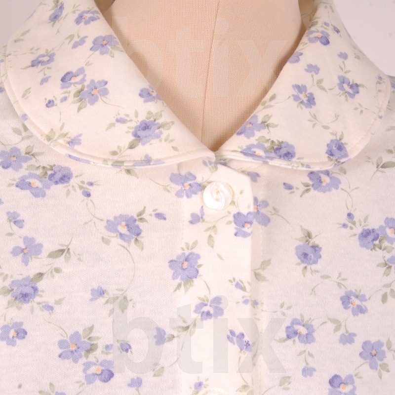 【サマーセール10%OFF】【超売れ筋】婦人らくらくパジャマ・スムース 花柄 ブルー