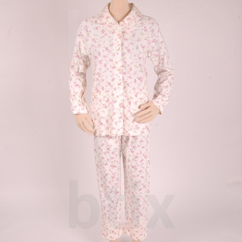 【サマーセール10%OFF】【超売れ筋】婦人らくらくパジャマ・スムース 花柄 ブルー