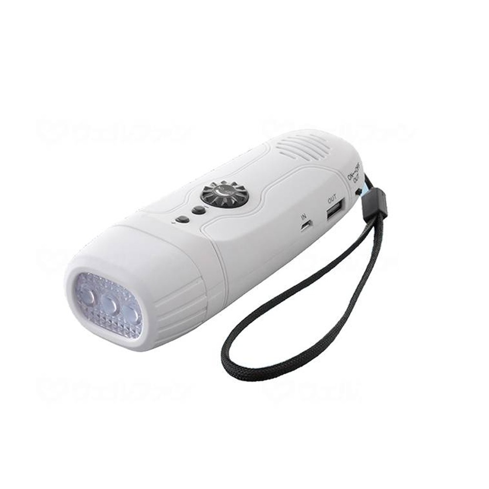 【サマーセール10%OFF】スマホ対応ダイナモFMラジオLEDライト ホワイト