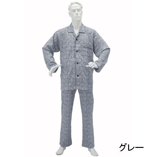 【敬老の日クーポン対象】紳士らくらくパジャマ・スムース ペーズリー柄 グレー