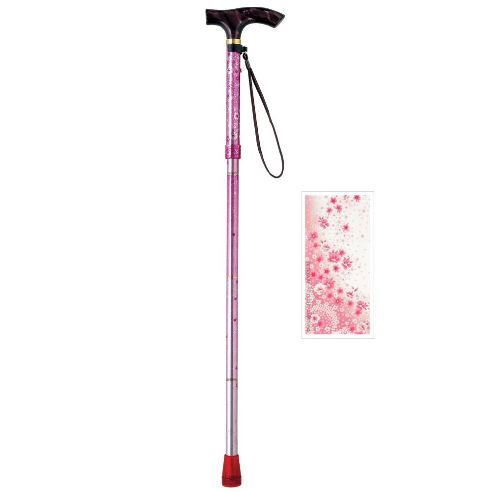 ささえ 京友禅『桜吹雪』雨にも負けず 4つ折伸縮ステッキ
