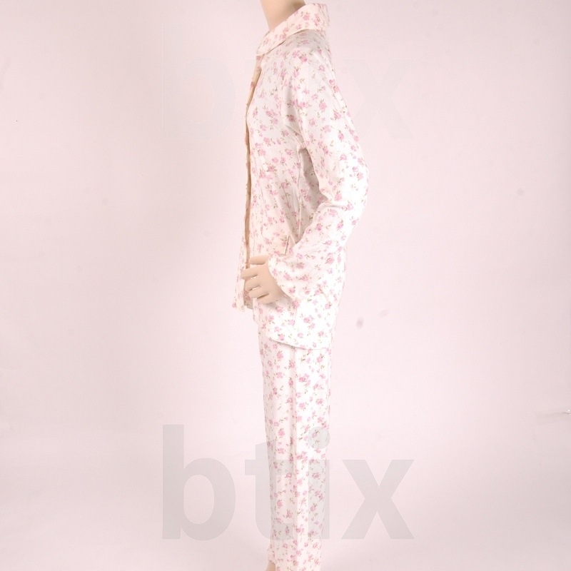 【超売れ筋】婦人らくらくパジャマ・スムース 花柄 ピンク