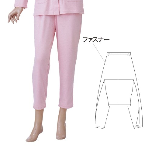 楽らくパンツ婦人用（両脇ファスナー付・スムース）ローズ