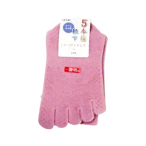 【サマーセール10%OFF】婦人 ゆったり５本指 滑り止めソックス 3足セット ピンク