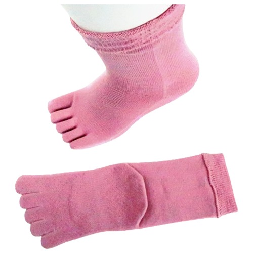 【サマーセール10%OFF】婦人 ゆったり５本指 滑り止めソックス 3足セット ピンク
