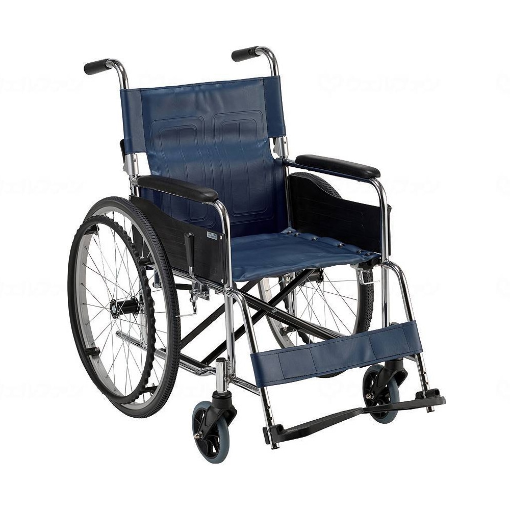 自走式スチール製車椅子EX-11BS 背折れ 座幅42cm ノーパンクタイヤ仕様