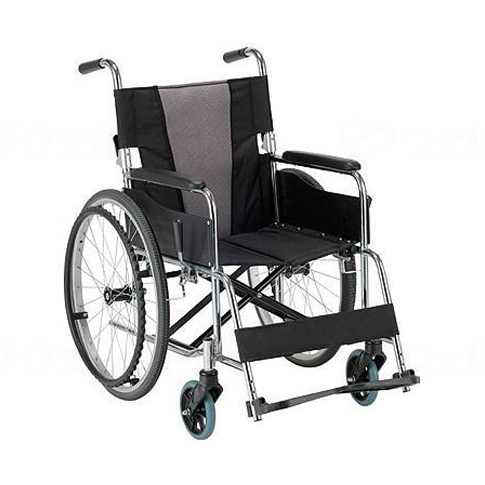 自走式スチール製車椅子EX-11BS 背折れ 座幅42cm ノーパンクタイヤ仕様