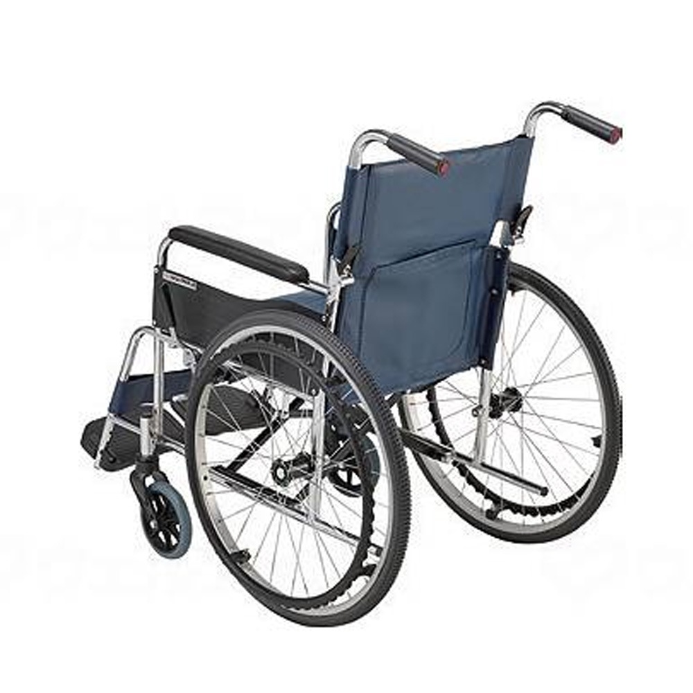 自走式スチール製車椅子EX-11BS 背折れ 座幅42cm ノーパンクタイヤ仕様