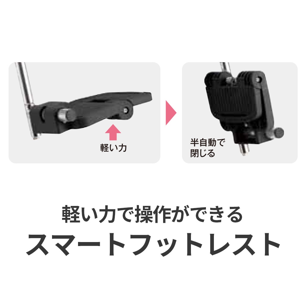 自走式 スマートフットレスト付車椅子ラクライズ LRH-50GC 背折れ式・ノーパンクタイヤ