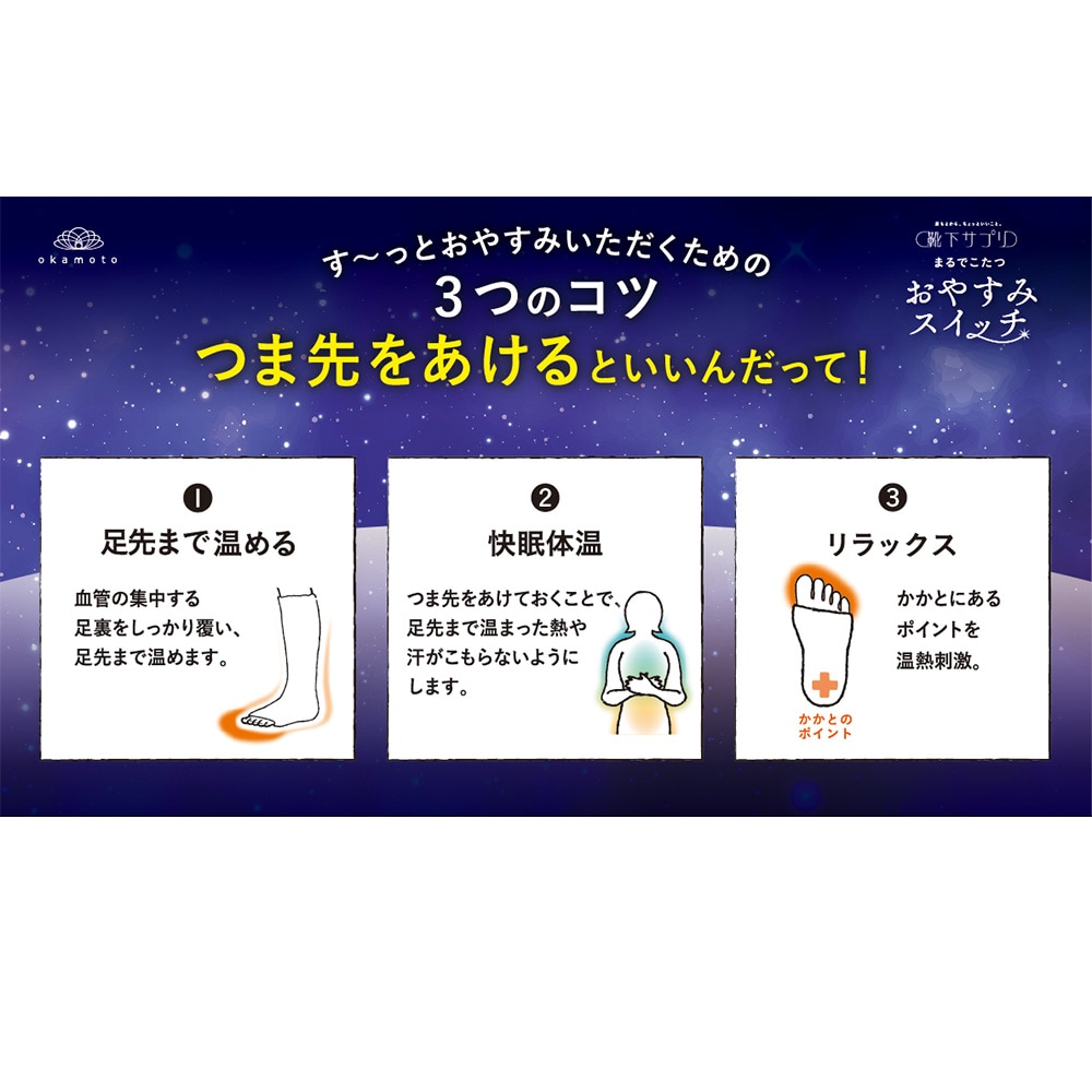 靴下サプリ まるでこたつ おやすみスイッチ 22-25cm