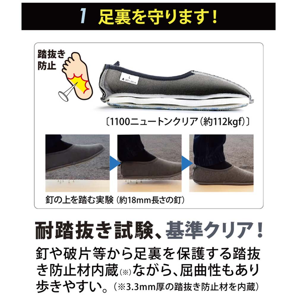 【あゆみ】4606 防災ルームシューズ グレー（3E相当）