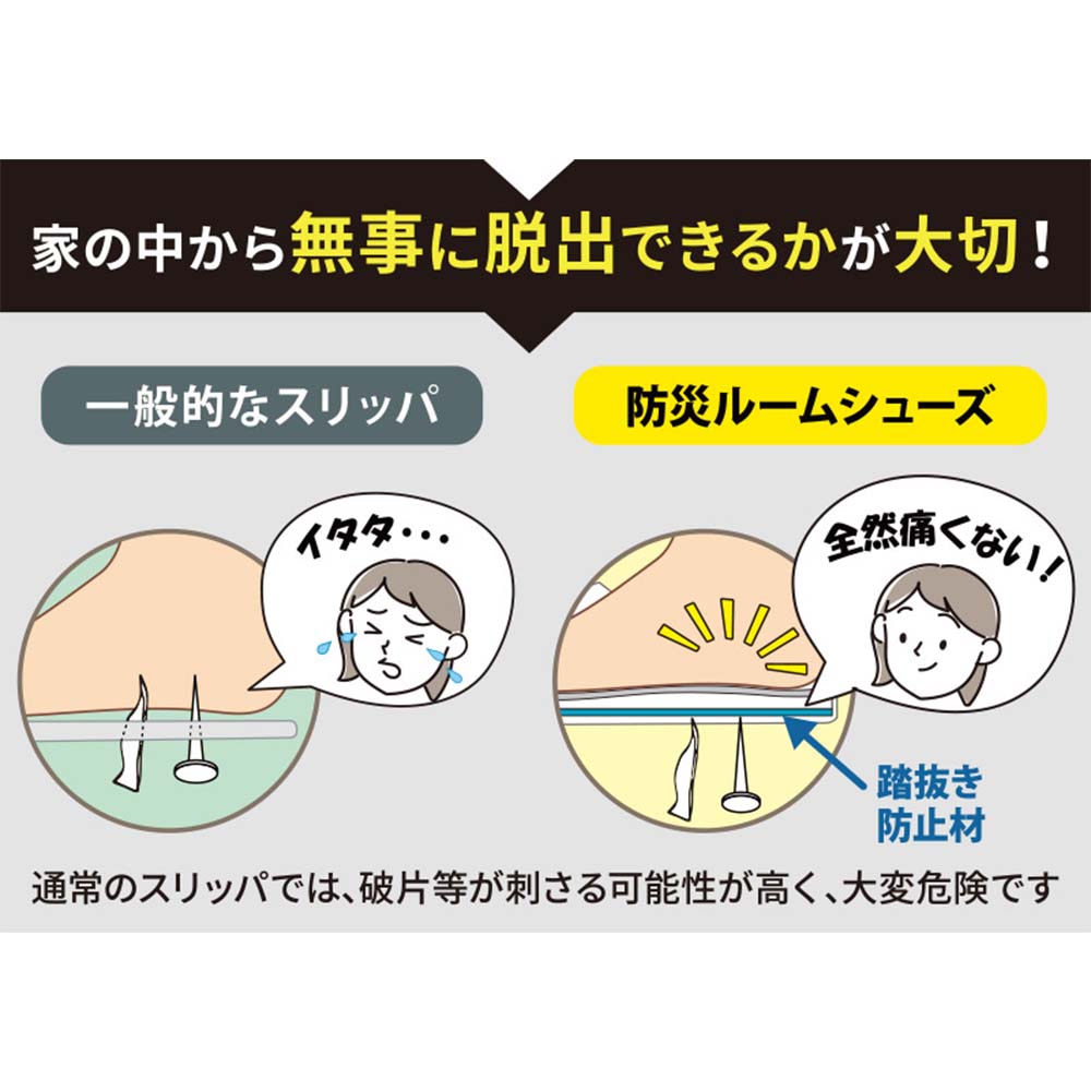 【あゆみ】4606 防災ルームシューズ グレー（3E相当）