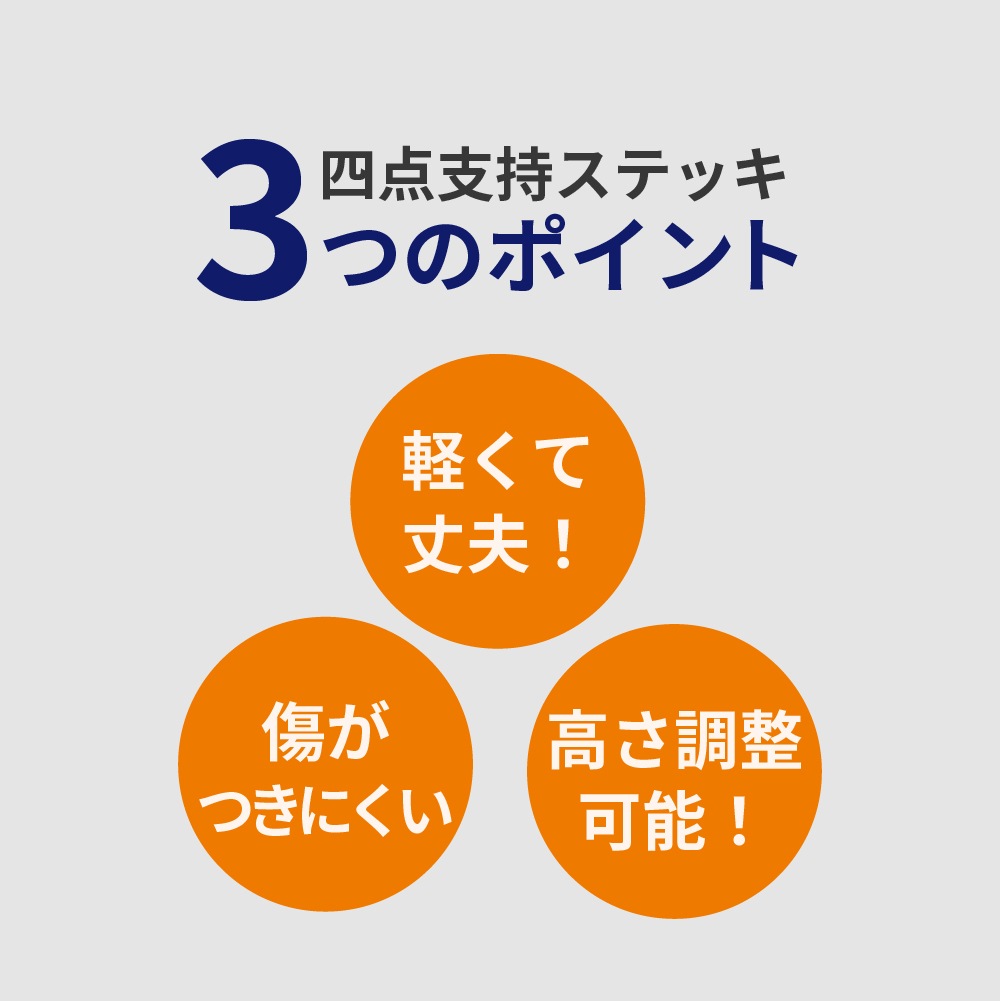 【母の日クーポン対象】ささえ 四点支持ステッキ 無地タイプ R08005