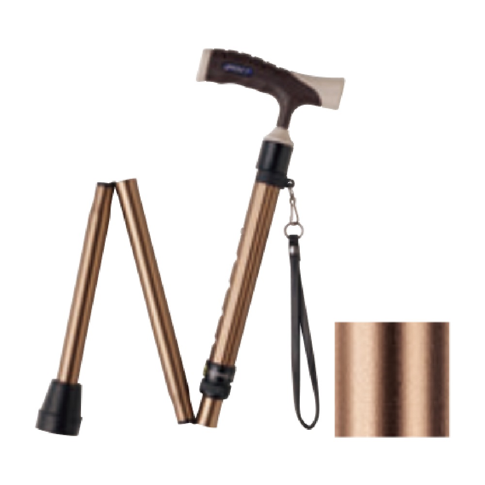 【母の日クーポン対象】ソフトグリップ伸縮折りたたみアルミ杖 ブロンズ