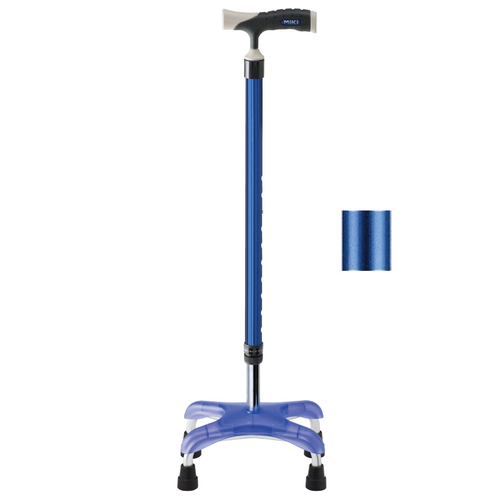 ソフトグリップ四点杖アルミタイプ ブルー