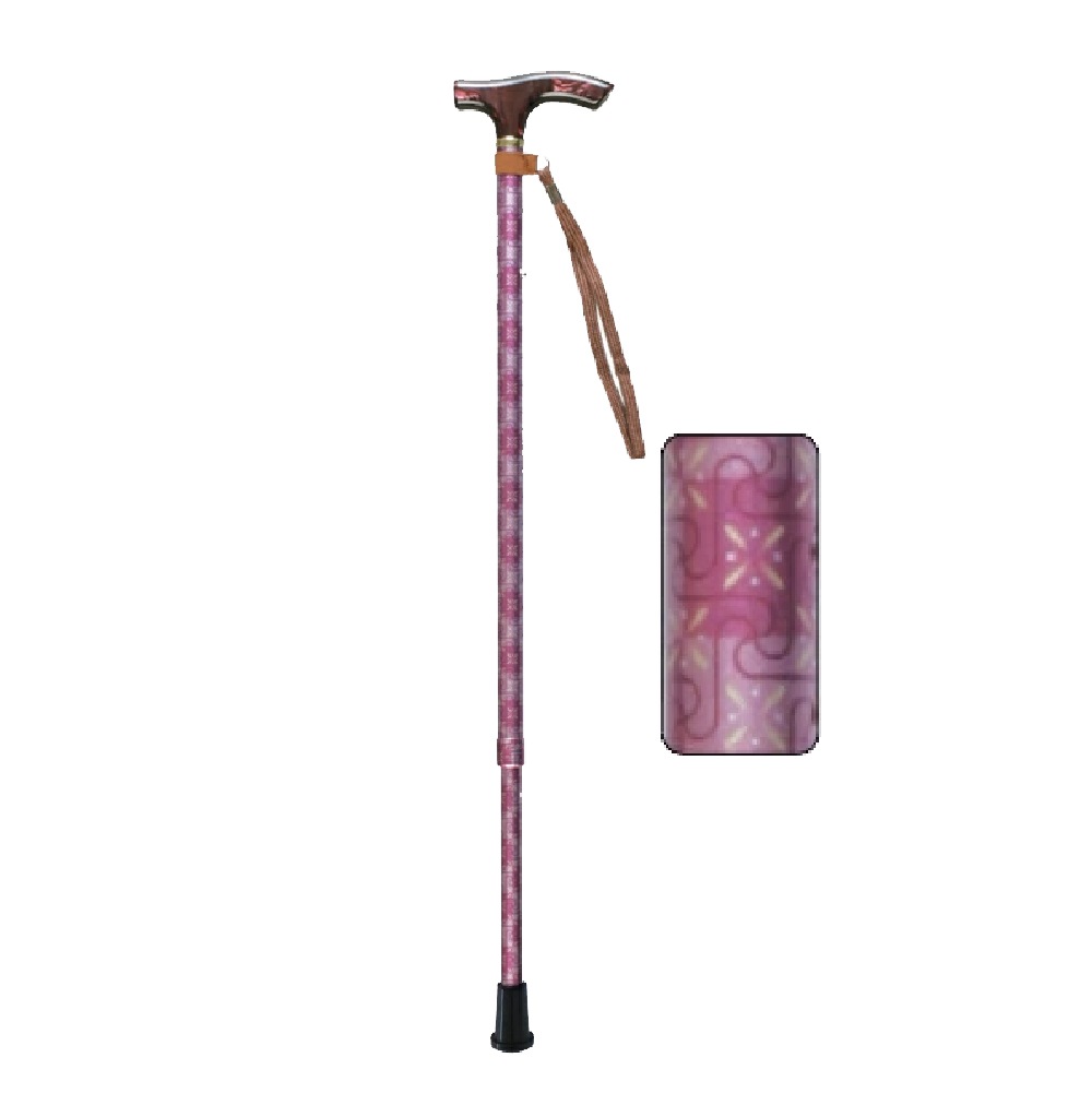 ささえ 2段伸縮ステッキ 雨にも負けず 幾何学柄