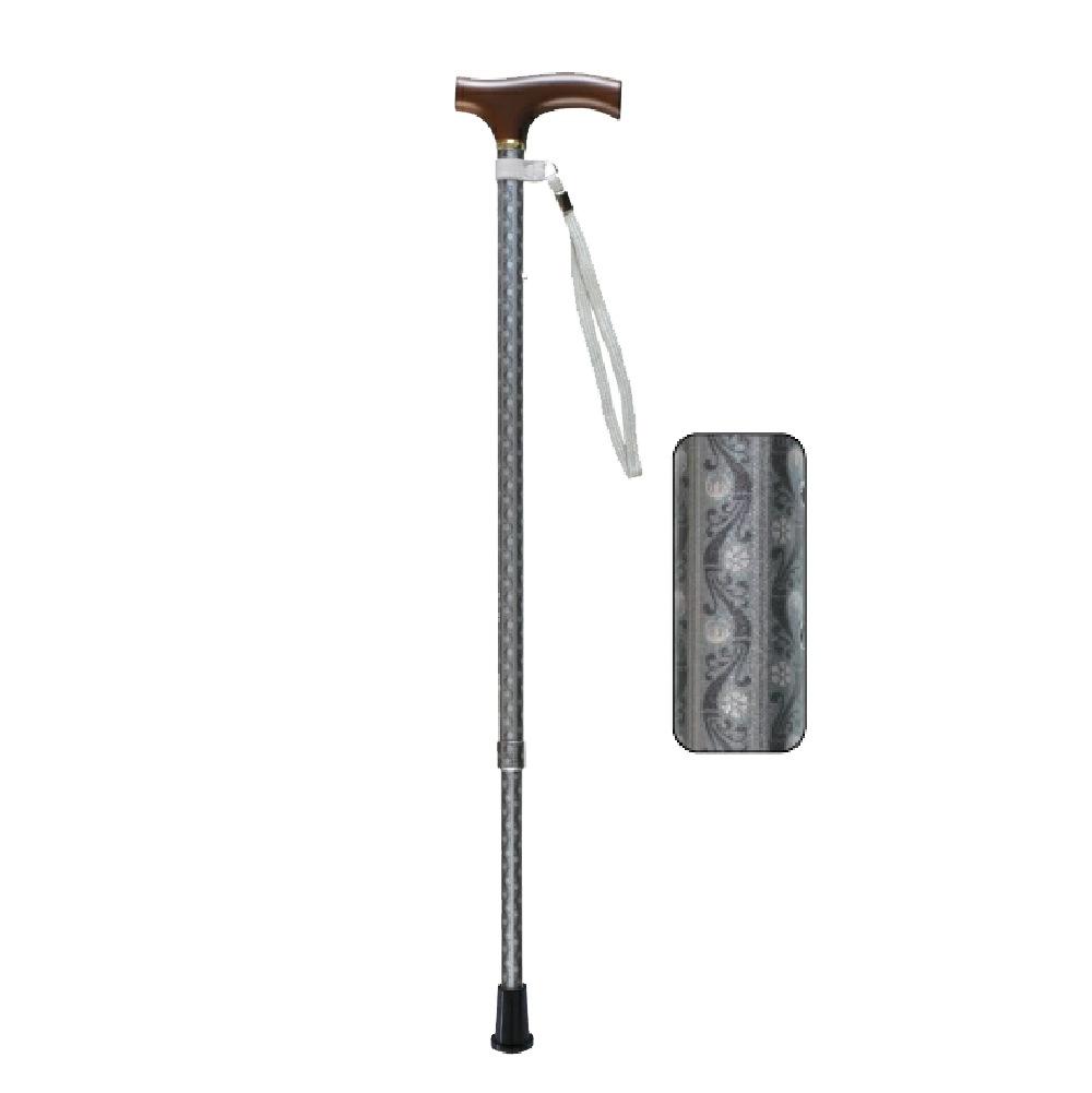 ささえ 2段伸縮ステッキ 雨にも負けず 花唐草柄