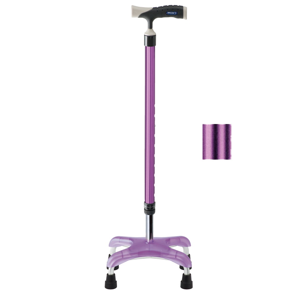 ソフトグリップ四点杖アルミタイプ パープル　