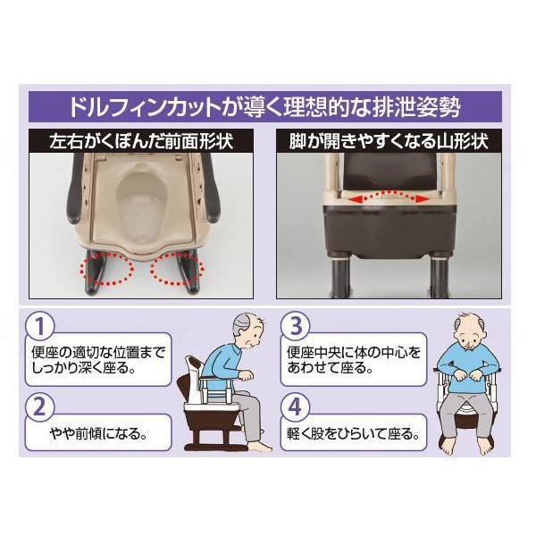 ポータブルトイレ ジャスピタ ソフト便座 ブラウン ｜ 腰掛便座