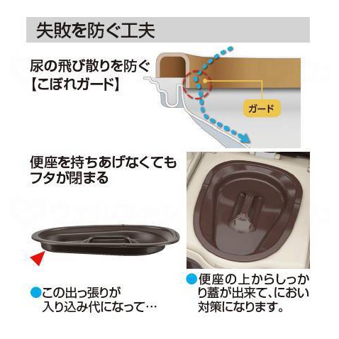 ポータブルトイレ ジャスピタ 暖房便座（脱臭機能付）ブラウン ｜ 腰掛 