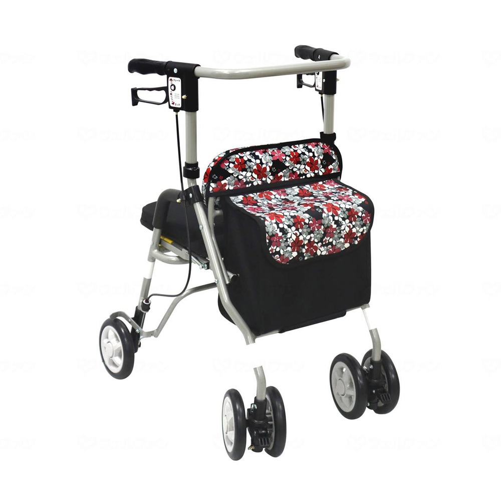【極美品】島製作所 シンフォニーSP花柄BK 歩行器 シルバーカー シンフォニーSP 花柄BK ｜ シルバーカー・歩行器,歩行器・歩行車