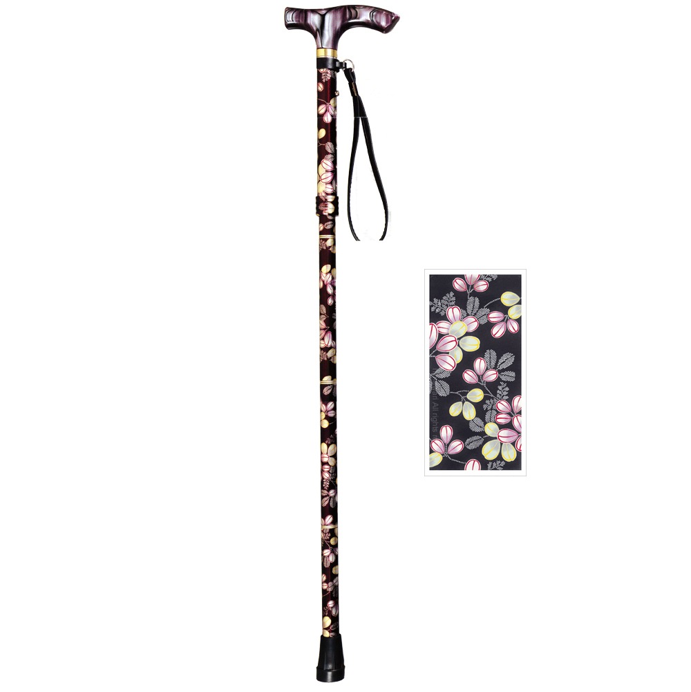 ささえ 京友禅『萩』雨にも負けず 4つ折伸縮ステッキ
