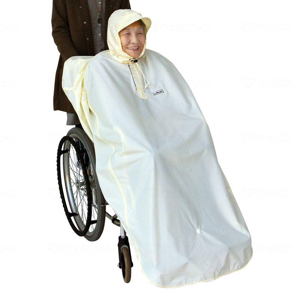 レインポンチョ ブルー/ベージュ フリー ｜ 車椅子,その他車椅子関連
