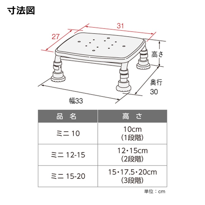超売れ筋】ステンレス製浴槽台R “あしぴた” ミニ 高さ10cm