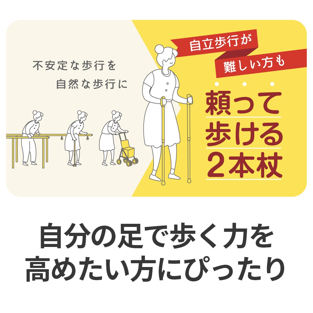 しっかり2本杖 ブラウン