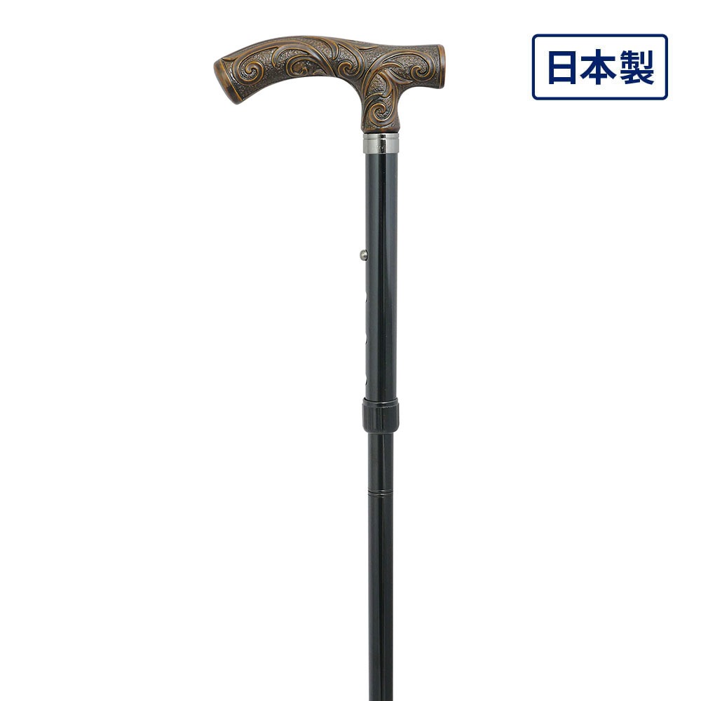 レジンハンドルアルミステッキ 折りたたみ式 ブラック