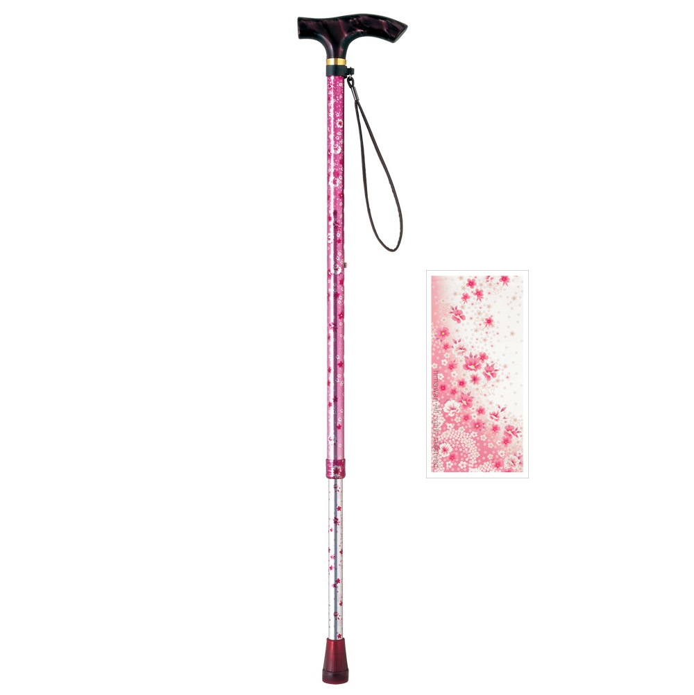 ささえ 京友禅『桜吹雪』雨にも負けず 2段伸縮ステッキ