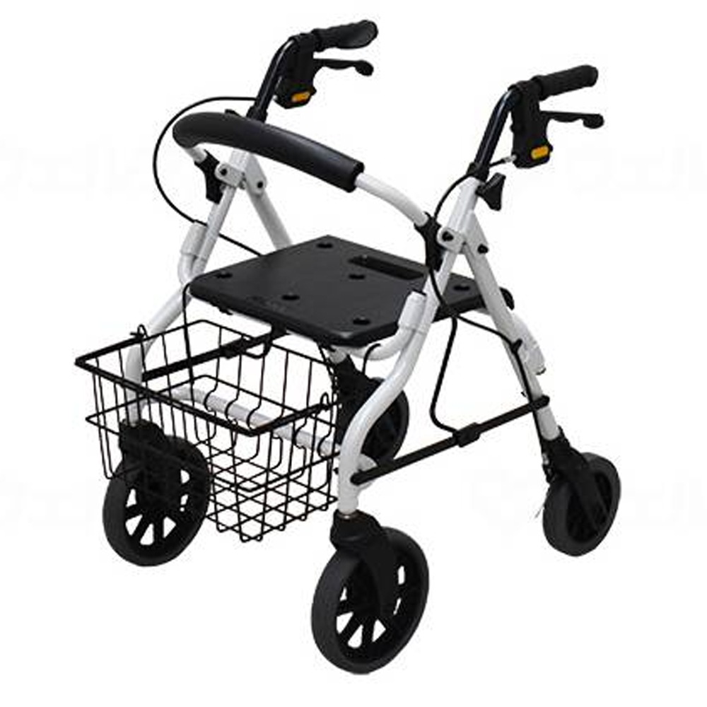 L字型ハンドル　四輪歩行車・セーフティアームロレター（ブラック）  網ない L字型ハンドル四輪歩行車・セーフティアームロレター（ブラック