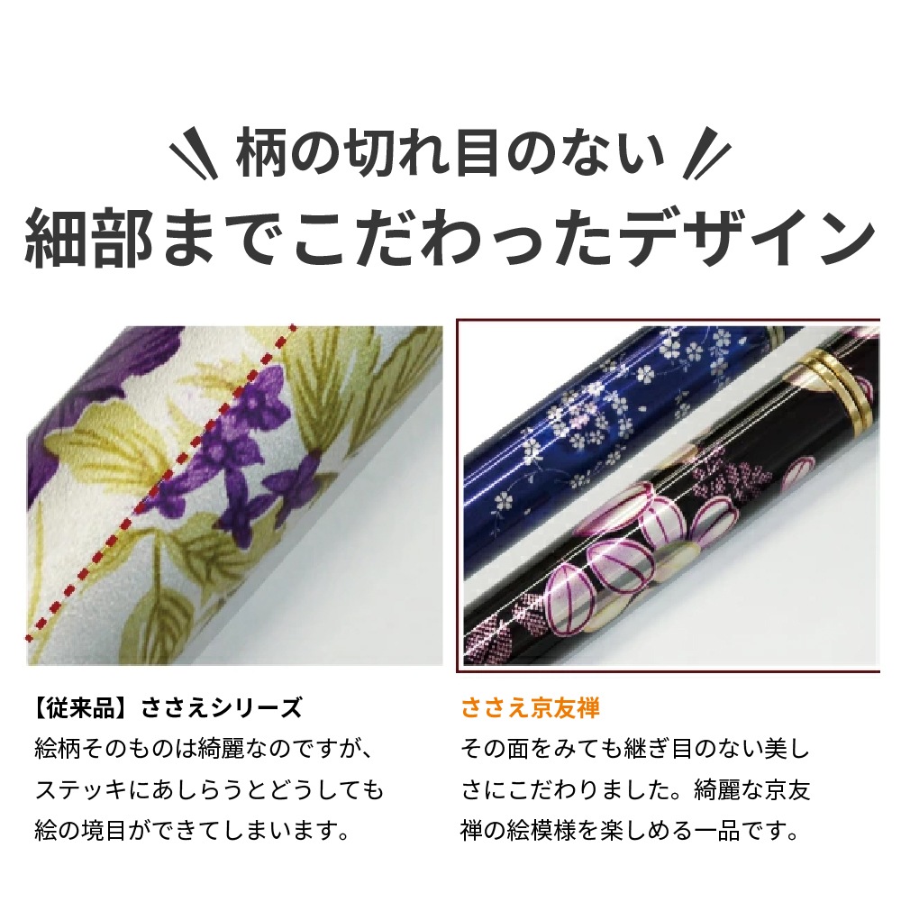 ささえ 京友禅『萩』雨にも負けず 2段伸縮ステッキ