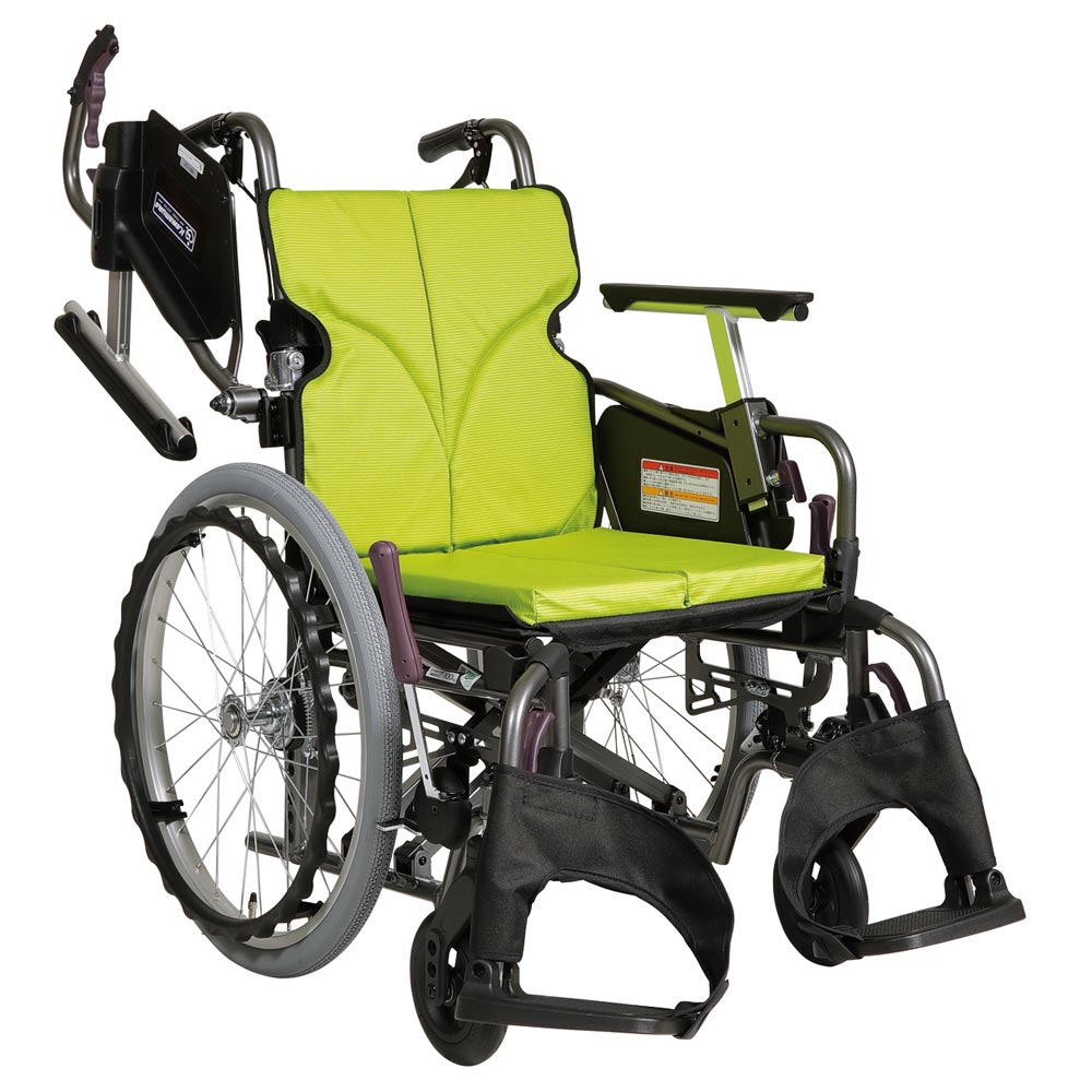 黒い介助用車椅子 クッション付き 介助式車いす モダンCスタイル（エアータイヤ仕様・背折れ式