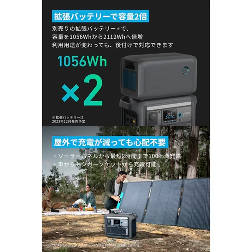 ANKER SOLIX C1000 ＆ PS100 ソーラーパネル セット アンカー Anker Solix C1000 Portable Power Station with PS100