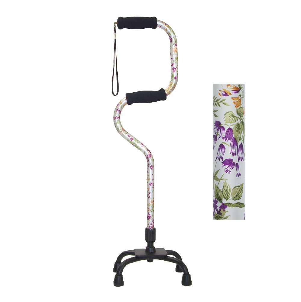 ２段型四点杖 花柄すずらん