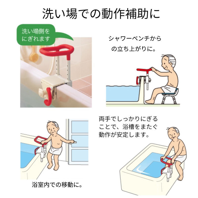 【超売れ筋】高さ調節付浴槽手すり UST-130 ブルー