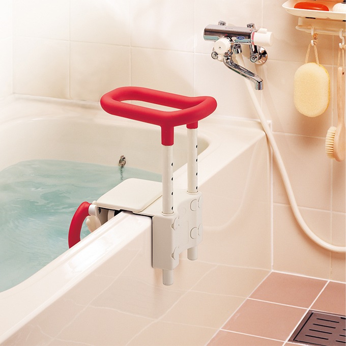 超売れ筋】高さ調節付浴槽手すり UST-130 ブルー ｜ 入浴補助用具