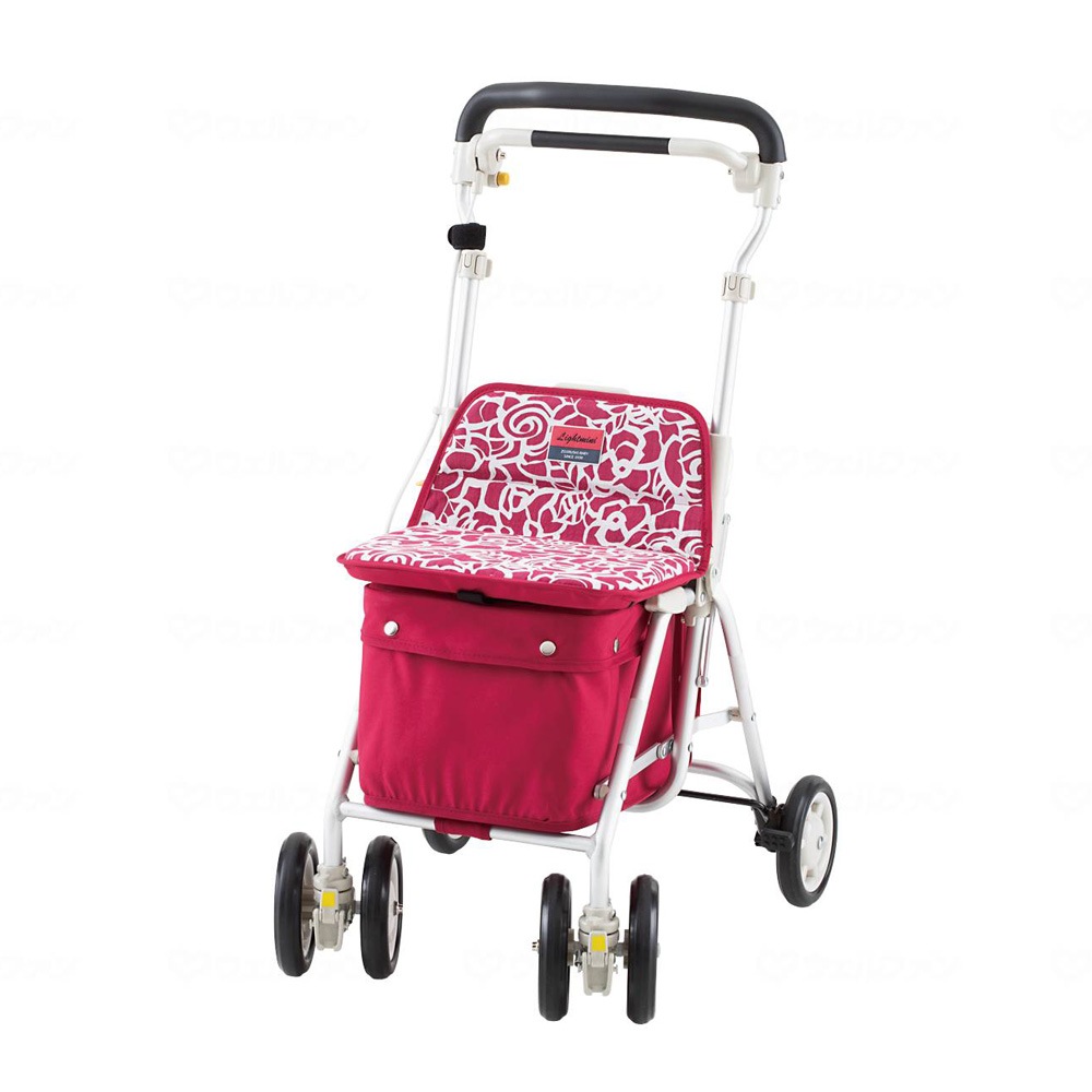 花柄 シルバーカー ヘルスバッグライトミニ 歩行補助車 シルバーカーヘルスバッグライトミニM【ウィズワン】 | シルバー