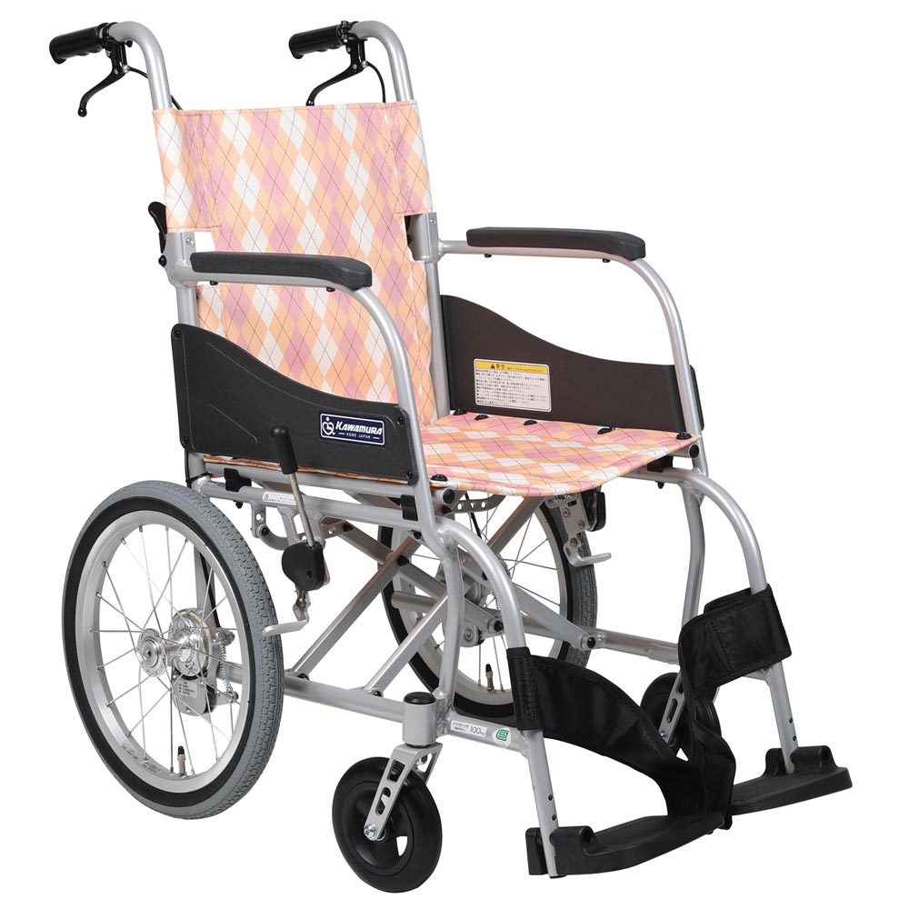 KAWAMURA ノーパンクタイヤ 介助式 車椅子 在宅介護 福祉用具 介護 介助用車椅子ふわりす KF16-40SB 背折れ式・介助ブレーキ付き