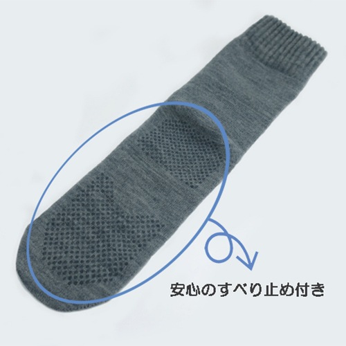 【サマーセール10%OFF】紳士 ゴム無しすべり止めソックス（毛混） 3足セット ネイビー