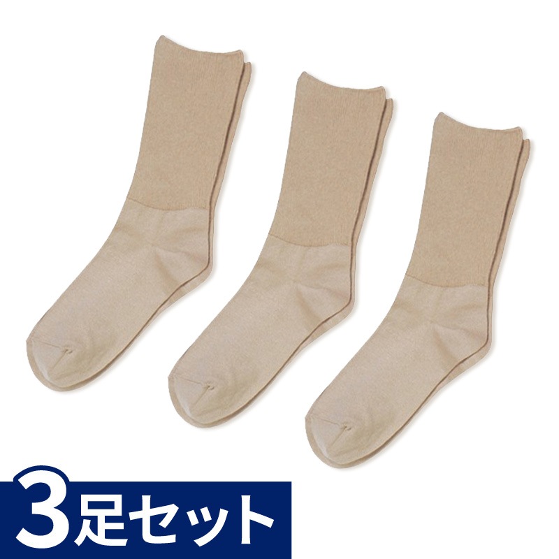 【サマーセール10%OFF】婦人ふくらはぎ楽らくソックス 綿混 3足セット ライトベージュ