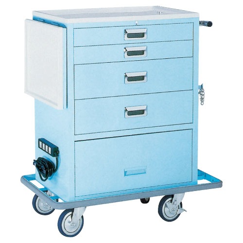 ワイド救急カート（4段）YL-EC03B ブルー｜ワゴン・カート,救急カート